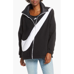Nike Vintage Oversized Swoosh Reversible Faux Shearling Jacket